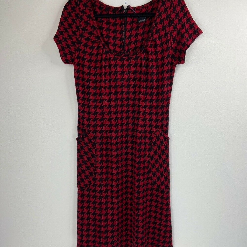 BCBG Maxazaria Dress Red Black Size L Wool Blend